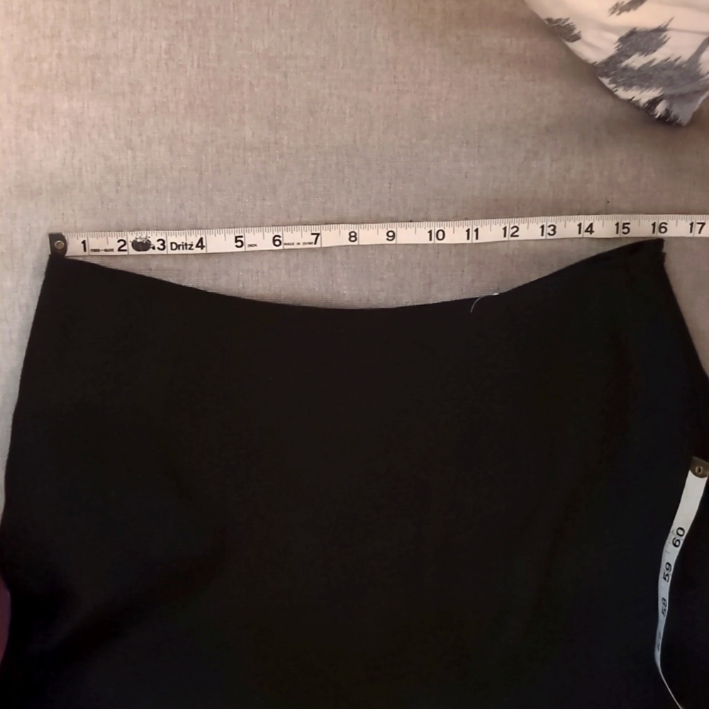 100% LINEN Midi Skirt Lined BLACK w Cut out/Embroidery hem Women’s Size Medium - Picture 7 of 8